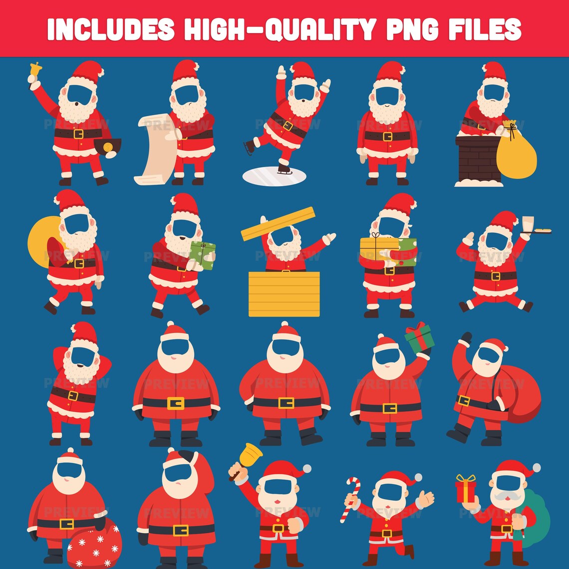 Printable Santa Claus Body Templates for Kids, 20 Designs, Fun