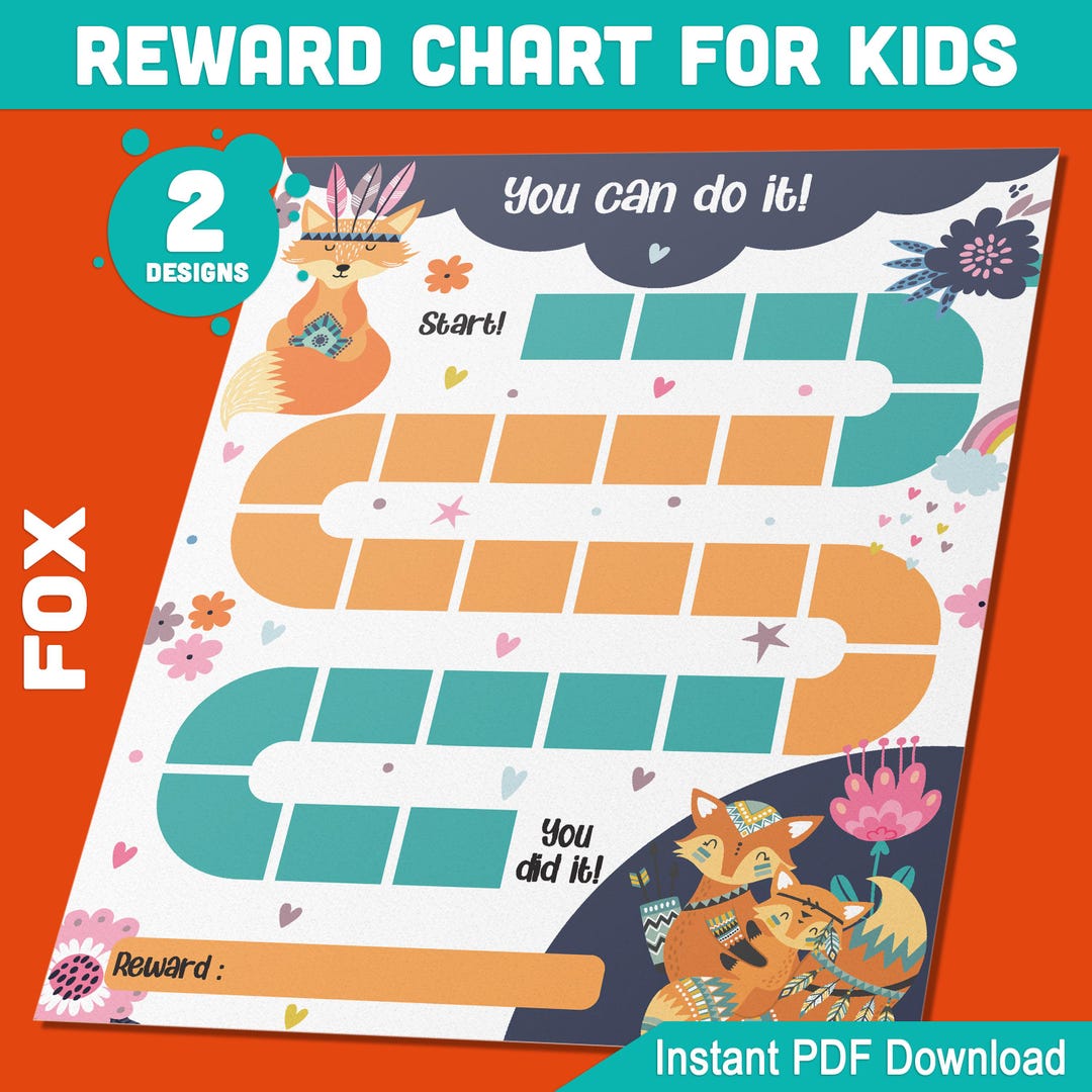 Adorable Printable Fox and Owl Reward Chart for Kids, Behavior and ...