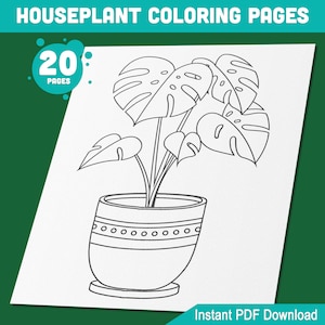 愛らしい観葉植物のぬり絵 20 枚: リラックスして楽しく過ごせる、魅力的な多肉植物、サボテン、室内植物 – すぐに PDF をダウンロード