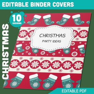 Christmas Pattern Binder Cover, 10 Printable & Editable Binder Covers + Spines, Binder Inserts, Teacher/School Planner Template
