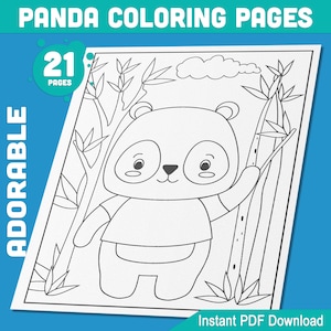 Panda Coloring Pages: 21 Fun Coloring Book Designs for Kids, Boys, Girls, Teens – Perfect for Panda Lovers, PDF File, Instant Download