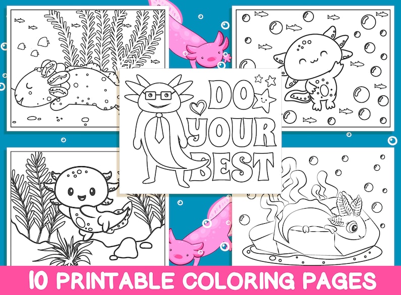 10 Axolotl Printable Coloring Pages for a Splash of Underwater Charm