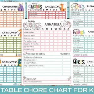 Chore Chart for Kids Editable/printable Chore Chart for Kids - Etsy