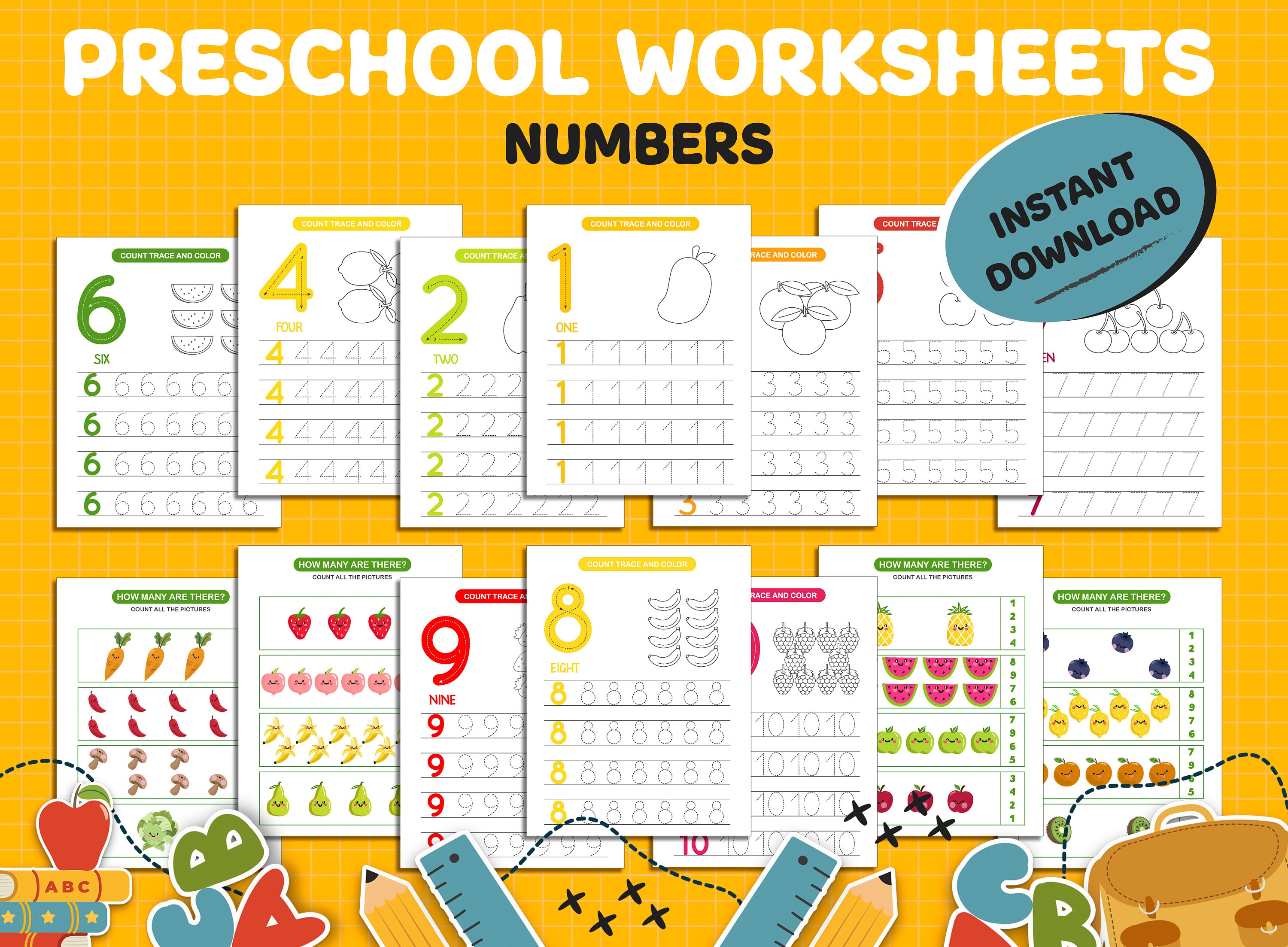 Preschool Worksheets 100 Printable Worksheets Kids | Etsy