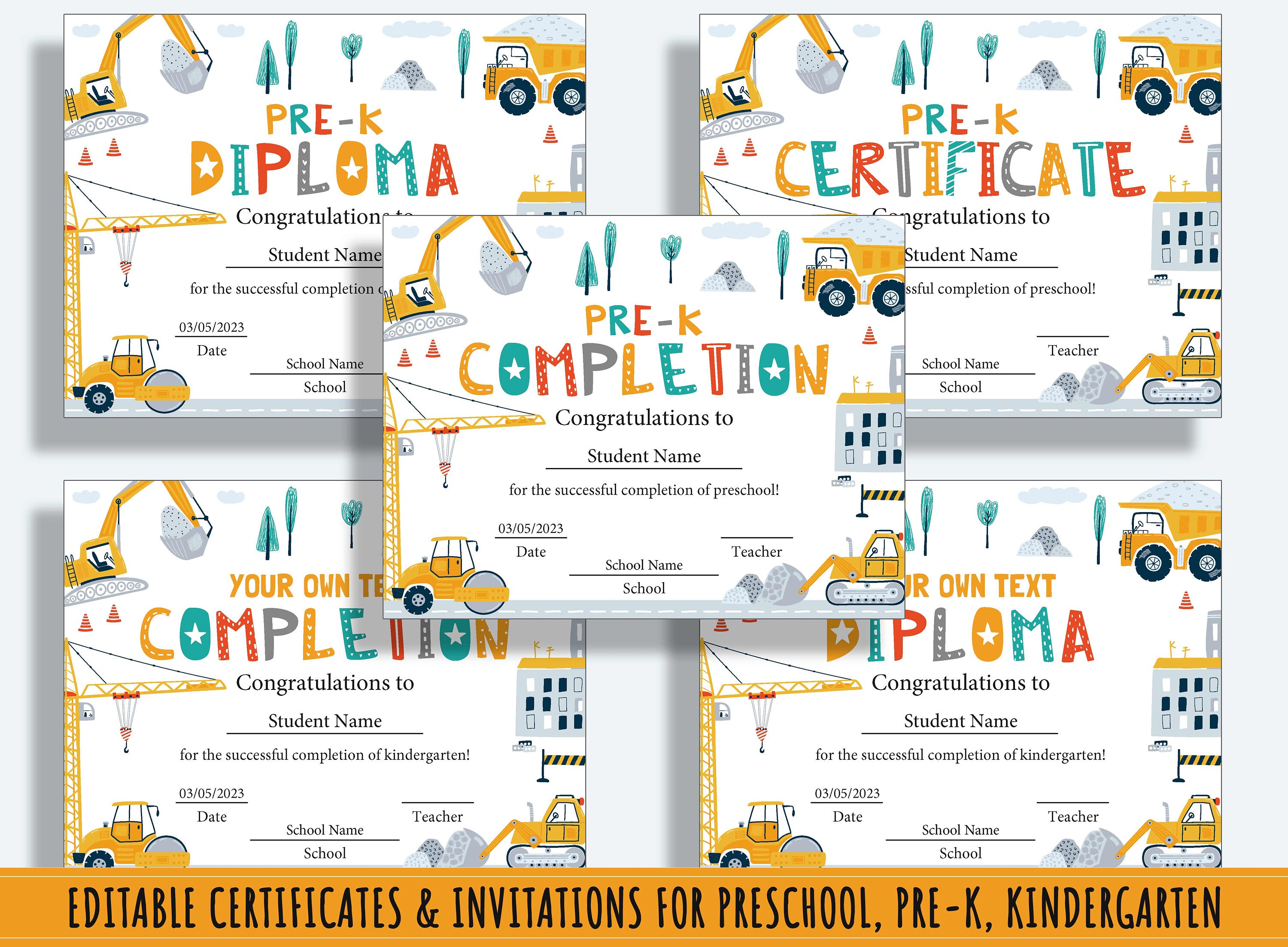 Constructing Success: 37 Editable Pages of Construction-themed Diplomas ...