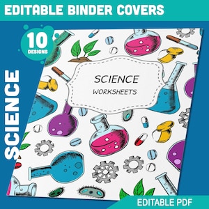 Science Pattern Binder Cover, 10 Printable & Editable Binder Covers + Spines, Binder Inserts, Teacher/School Planner Template