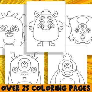 Simple Monster Coloring Book, 25 Printable Monster Coloring Pages for