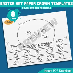Easter Hat Paper Crown Templates, Printable Headband Craft for Kids ...