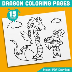 15 Adorable Dragon Coloring Sheets for Kids: Preschool and Kindergarten Friendly, Fun Learning Activity, Printable PDF for Creative Play