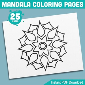 Mandala Coloring Pages: 25 Delightful Designs in a Fun Activity Book for Kids, Teens, and Adults – PDF File, Instant Download