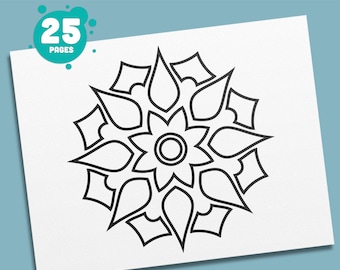 Mandala Coloring Pages: 25 Delightful Designs in a Fun Activity Book for Kids, Teens, and Adults – PDF File, Instant Download