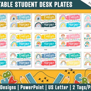 Student Desk Name Plates, 30 Printable/Editable Rainbow Classroom Name Tags & Name Plates for Students, a Helpful Addition to Your Classroom
