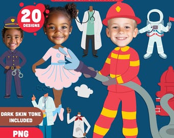 Professions Body Clipart Templates – Add Your Face to 20 Fun and Unique Career Designs! Light + Dark Skin Tones, PDF + PNG Instant Download