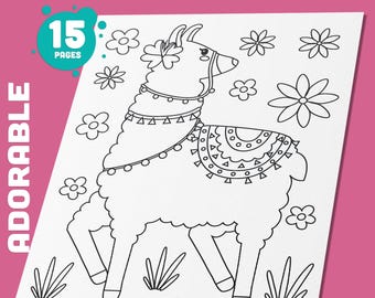 15 Adorable Llama Coloring Pages for Kids & Adults – High-Resolution PDF, Instant Download, Perfect for Parties and Creative Fun