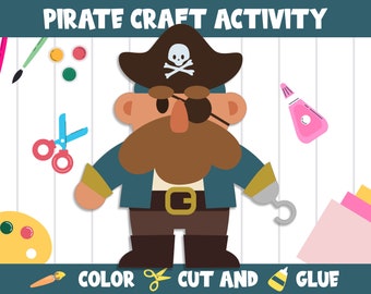 Piratpysselaktivitet - Färglägg, klipp och limma för förskoleklass till årskurs 2, PDF-fil, direktnedladdning