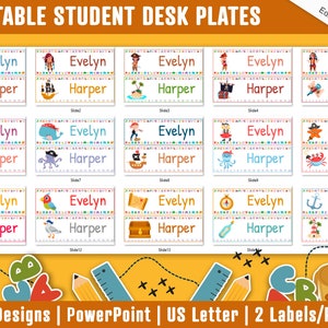 Student Desk Plates, 30 Printable/Editable Pirate Classroom Name Tags & Name Plates for Student, a Helpful Addition to Your Classroom