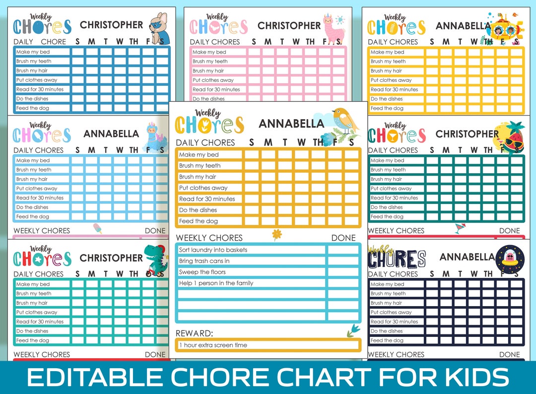 Fun and Easy Editable Chore Chart for 5 Year Old Encouraging