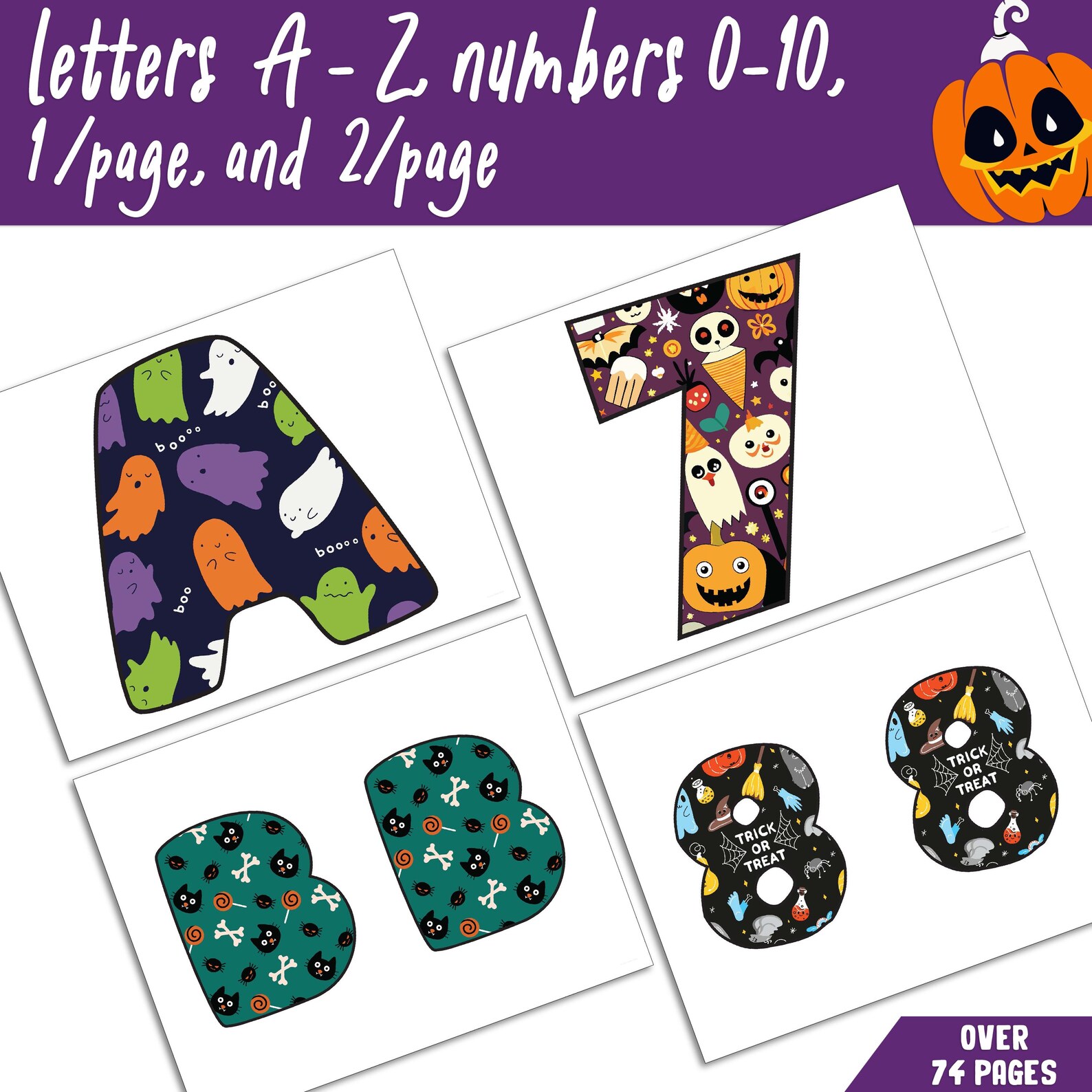 Halloween Alphabet, Spooky Bulletin Board Letters A-Z, Numbers 0-10, 1 ...
