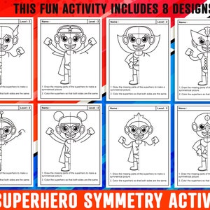 Superhero Symmetry Worksheet, Superhero Theme Lines of Symmetry ...