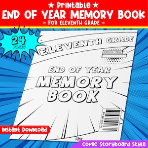 Elfde leerjaar eindejaar herinneringsboek (11e leerjaar), leuke afdrukbare komische aandenken voor activiteiten van afgelopen week, 24 pagina's, direct downloaden