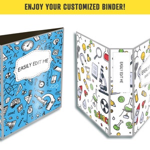 Printable Science Binder Cover, 10 Printable & Editable Binder Covers ...