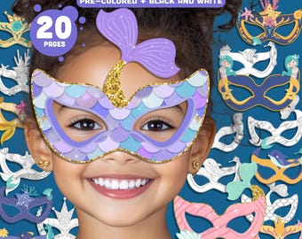 Baker Ross Masques Sirène à Colorier - Lot De 10 Pour Enfants Créatifs