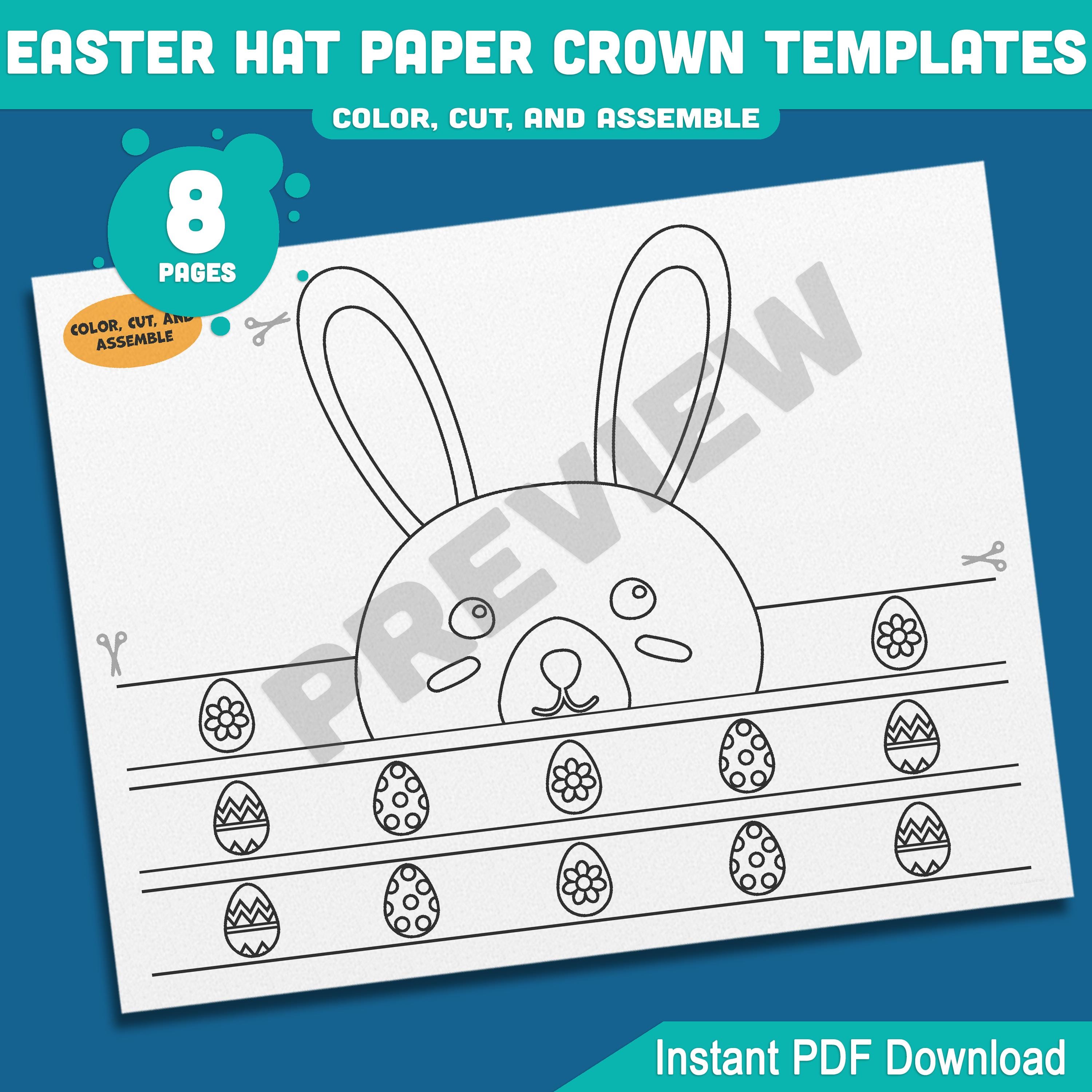 Easter Hat Paper Crown Templates, Printable Headband Craft for Kids ...