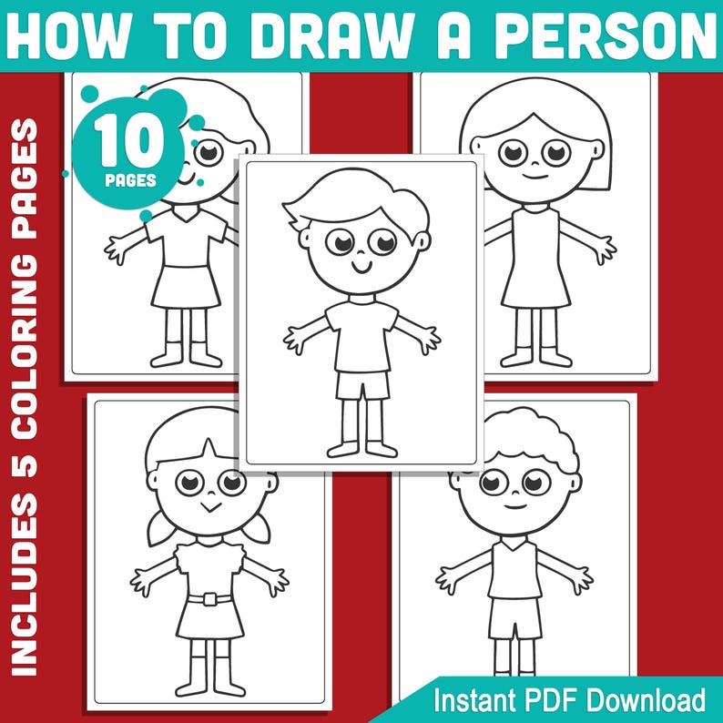 Learn How to Draw a Person for Kids: 5-page Step-by-step Directed ...