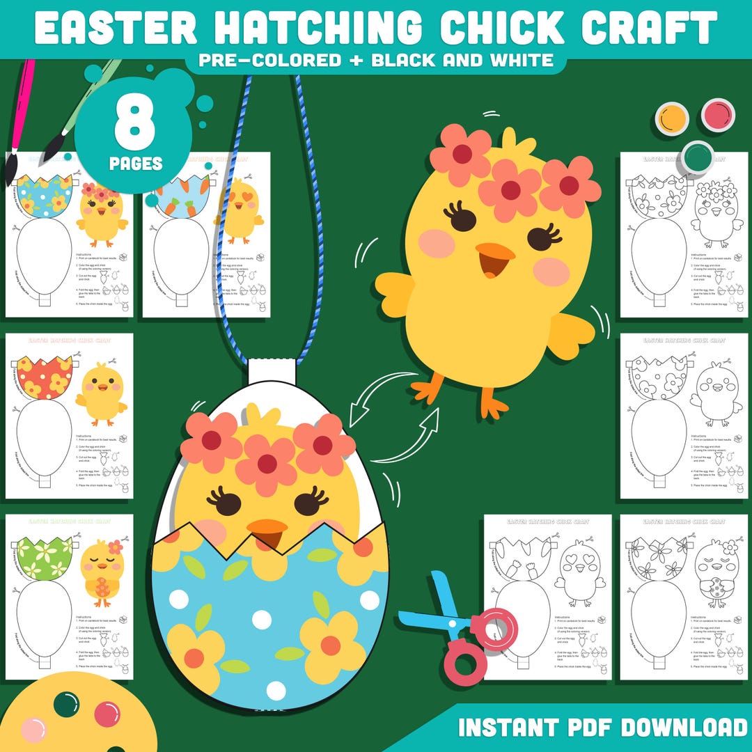 Easter Chick Hatching Craft Activity, Printable DIY Spring Color Cut ...