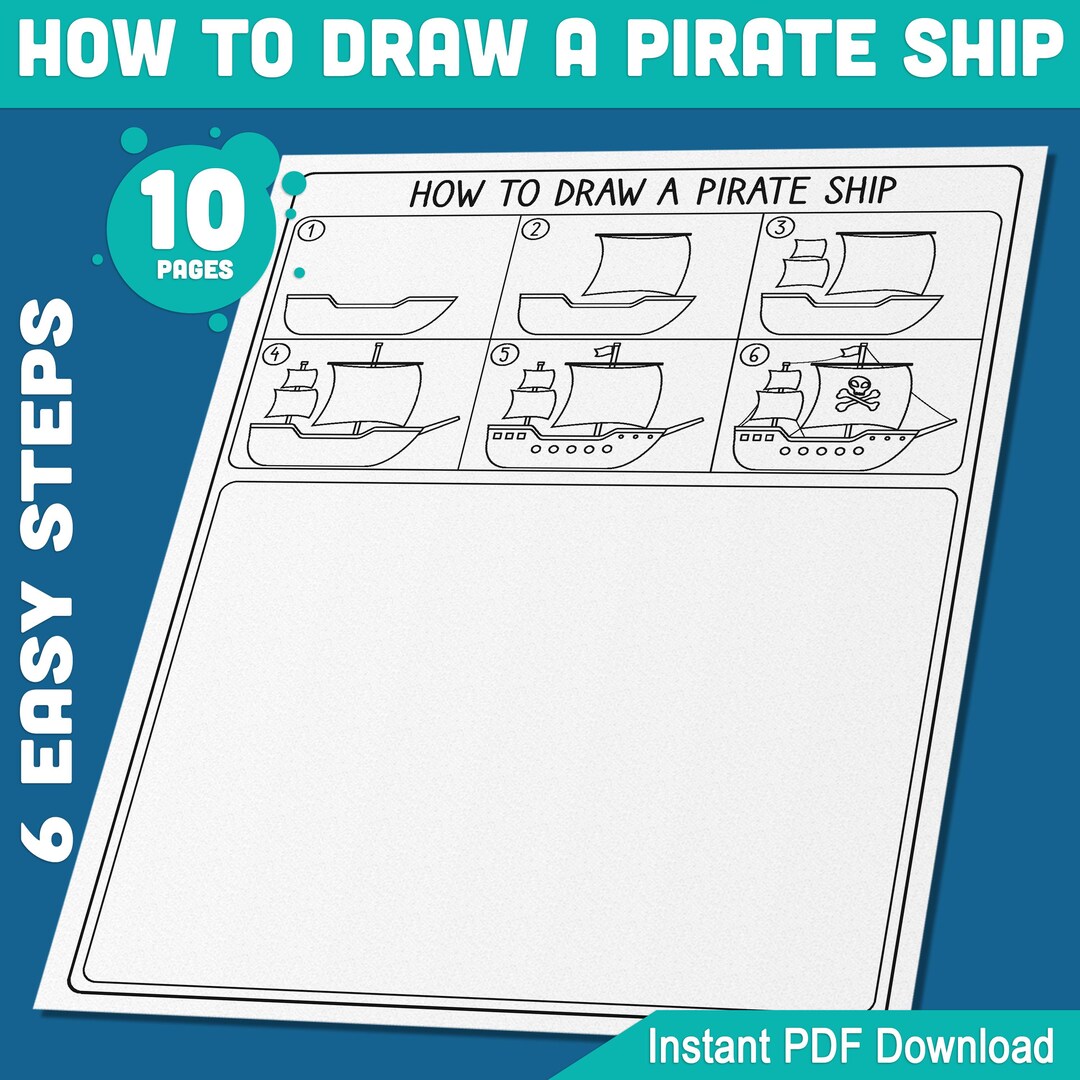  How to Draw a Pirate Ship for Kids: 6-step Guide+5 Fun Coloring Pages Bildidee 