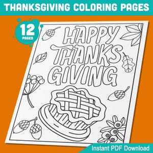 Thanksgiving Coloring Pages: High-Resolution Printable Coloring Book & Placemat for Kids – Perfect for Fall Parties, Instant PDF Download
