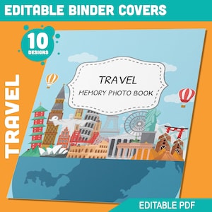 Travel To World, Cultural Travel Binder Cover, 10 Printable & Editable Binder Covers+Spines, Binder Inserts, Teacher/School Planner Template