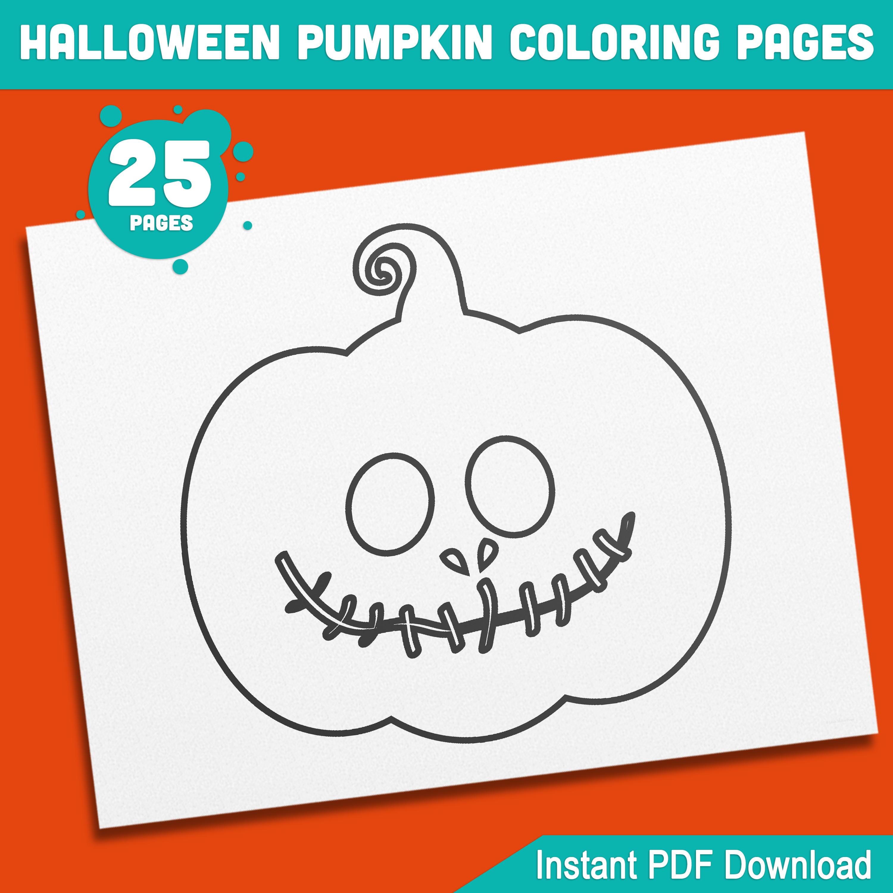 25 Cute \u0026 Spooky Halloween Pumpkin Coloring Pages for Kids – Easy-to-print  PDF for Creative Fun, Instant Download - Etsy, image size:3000x3000