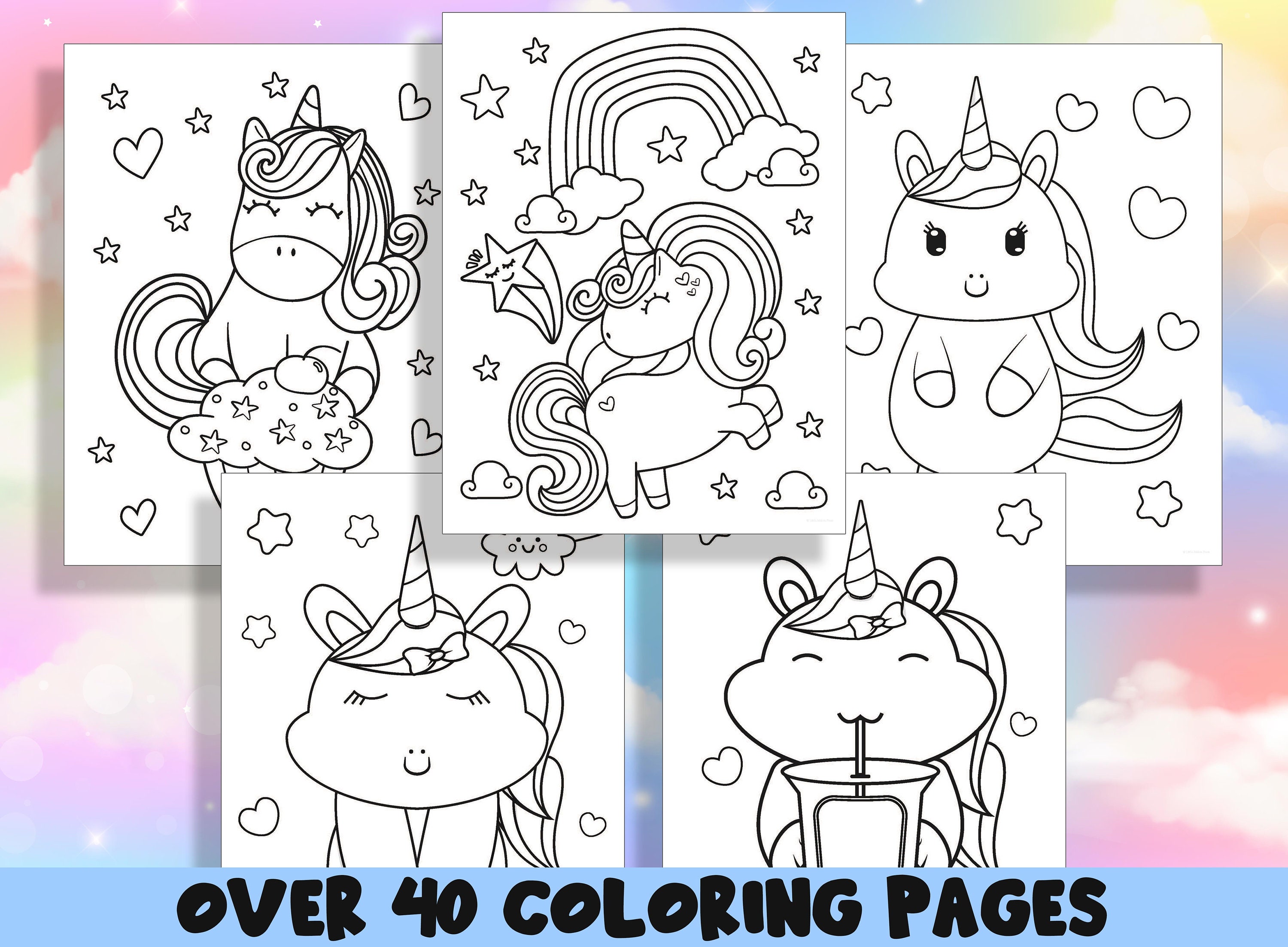 Yoytoo Unicorn Coloring Pads Kit for Girls, Unicorn Coloring Book with 60 Coloring Pages and 16 Colored Pencils for Drawing Painting, Travel