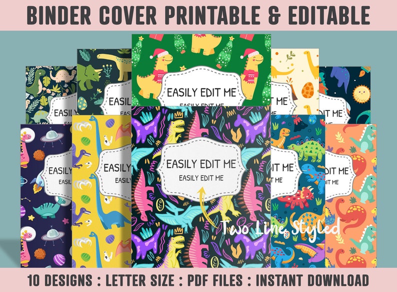 Binder Cover Printable 10 CoversSpines Printable Editable image 0