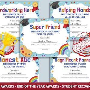 Editable Student Awards, End of the Year Classroom Awards - Student ...