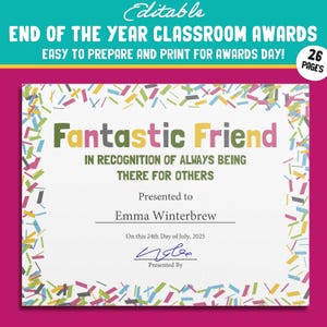Editable Fun Awards for Students at the end of the Year, Classroom Awards, Student Recognition, PDF File, Instant Download