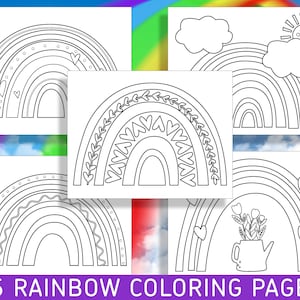 25 Delightful Rainbow Coloring Pages for Preschool and Kindergarten, PDF File, Instant Download