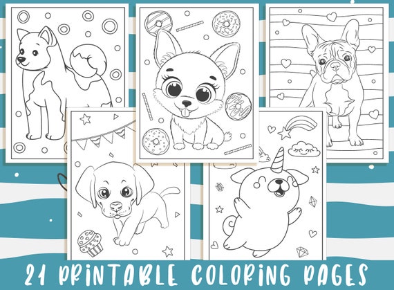 21 printable puppy coloring pages for kids boys girls teens puppy birthday party activity instant download