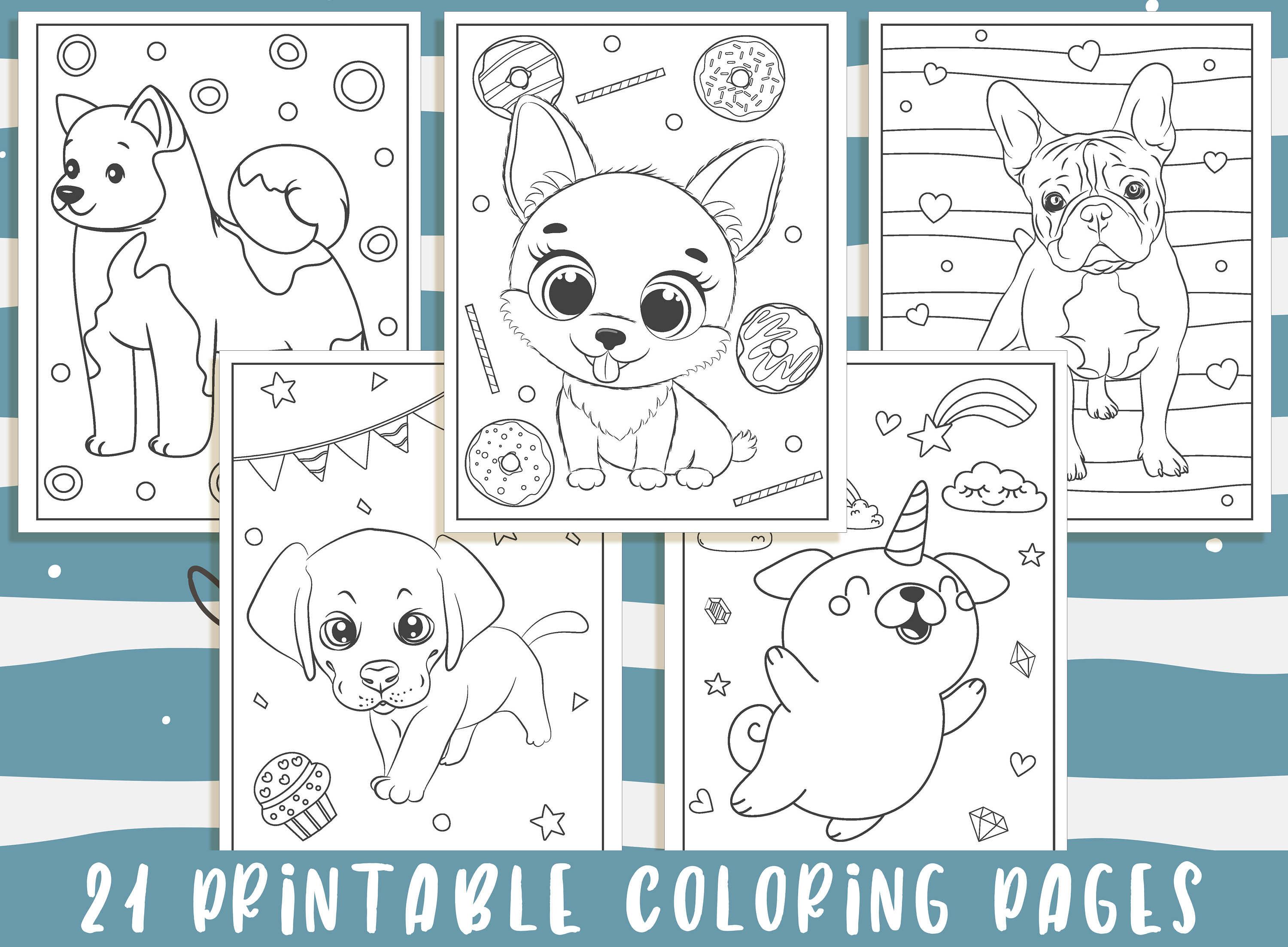 21 printable puppy coloring pages for kids boys girls teens puppy birthday party activity instant download