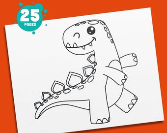Dinosaur Coloring Pages: 25 Fun Activity Book for Kids, Perfect for Kindergarten and Preschool – PDF File, Instant Download