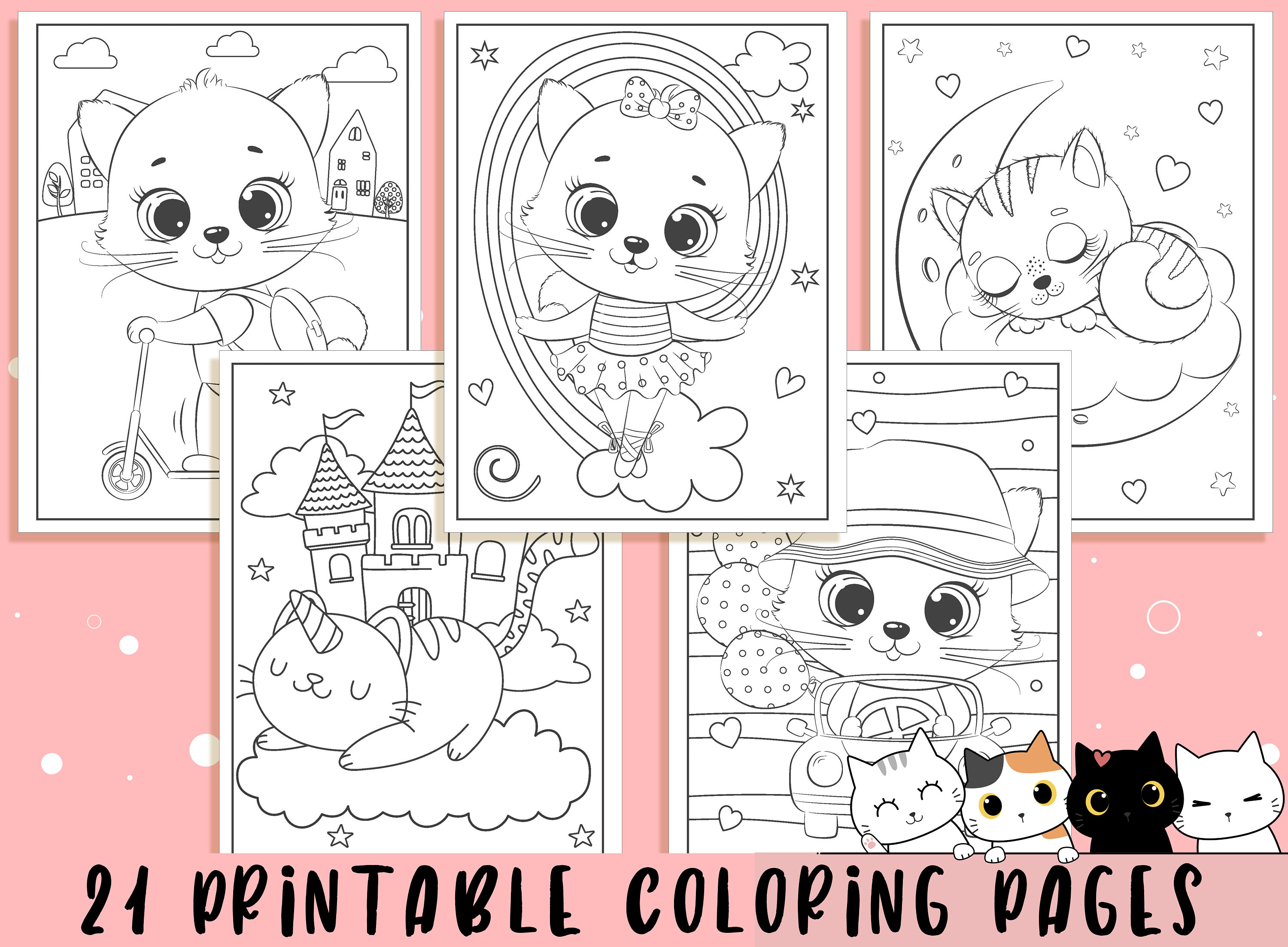 Kitten Coloring Pages 20 Printable Kitten Coloring Pages for   Etsy.de