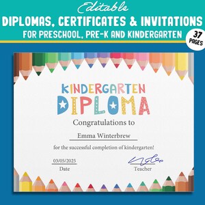 Personalisierbares Kinder-Diplom, Zertifikat und Einladungs-Set: 37 Seiten mit bezaubernden Designs, PDF-Datei, sofortiger Download