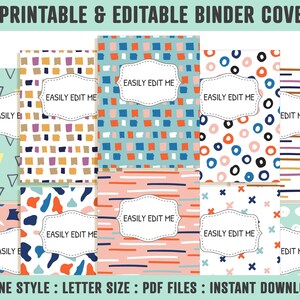10 Printable &amp; Editable Binder Covers, Binder Insert, Planner Cover ...