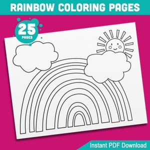 25 Delightful Rainbow Coloring Pages for Kids – Perfect for Preschool & Kindergarten, PDF Book, Instant Download for Spring Fun