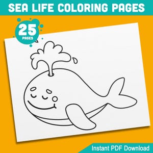 Sea Life Coloring Pages: 25 Adorable Ocean-Themed Sheets for Preschool & Kindergarten Kids – Fun Activity Book for Early Learners, PDF File