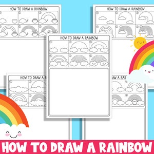 Learn How to Draw a Rainbow, Directed Drawing Step by Step Tutorial, Includes; St. Patrick&#39;s Day Clip Art and 5 Coloring Pages, PDF File.