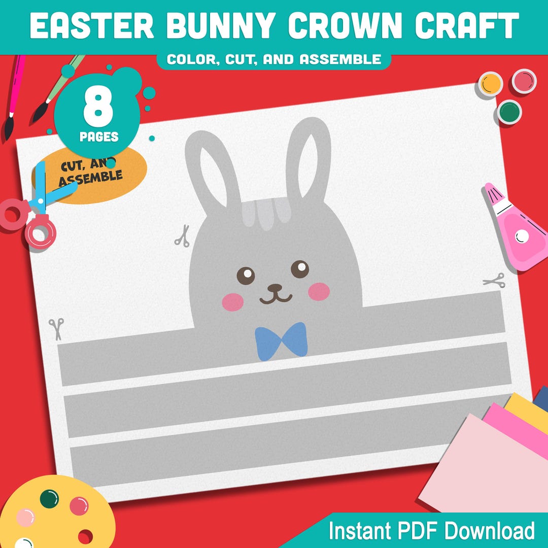 Easter Bunny Crown Craft! Printable Hat and Headband Templates for Kids — free download
