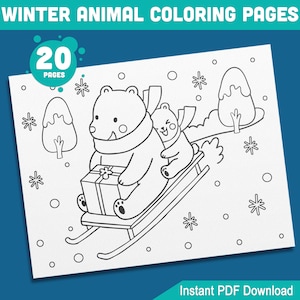 Arctic Adventures: 20 Playful Winter Animal Coloring Pages for Kids – High-Resolution PDF Book, Instant Download