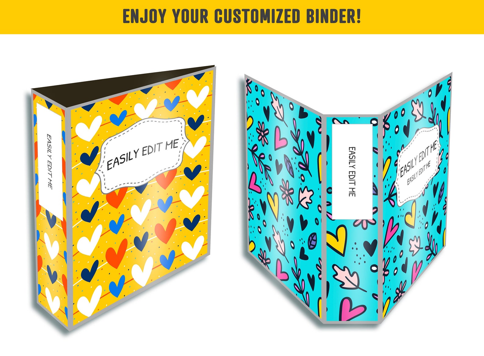 Printable Binder Cover, 10 Editable Coversspines, Binder Inserts